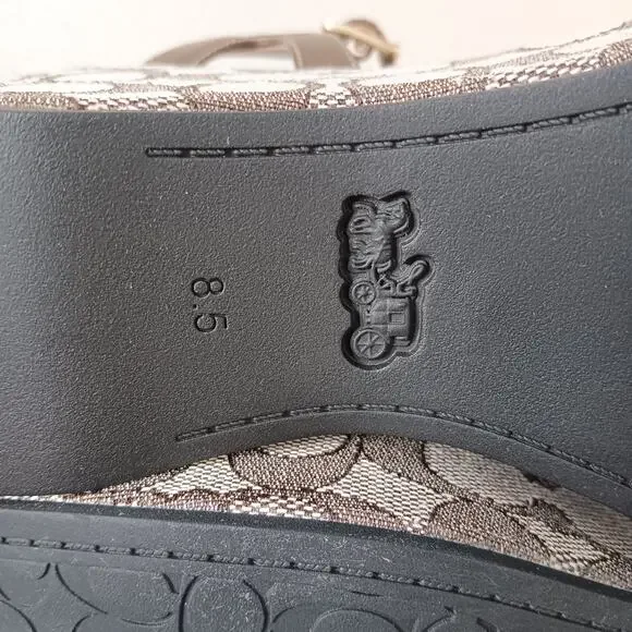 Coach Women Gale Wedge Sandal In Maple Signature Jacquard Platform Size 8.5 B - Picture 10 of 13